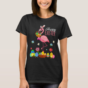 Camiseta Feliz Flamingo de Pascua con Bysket Hunti de Huevo