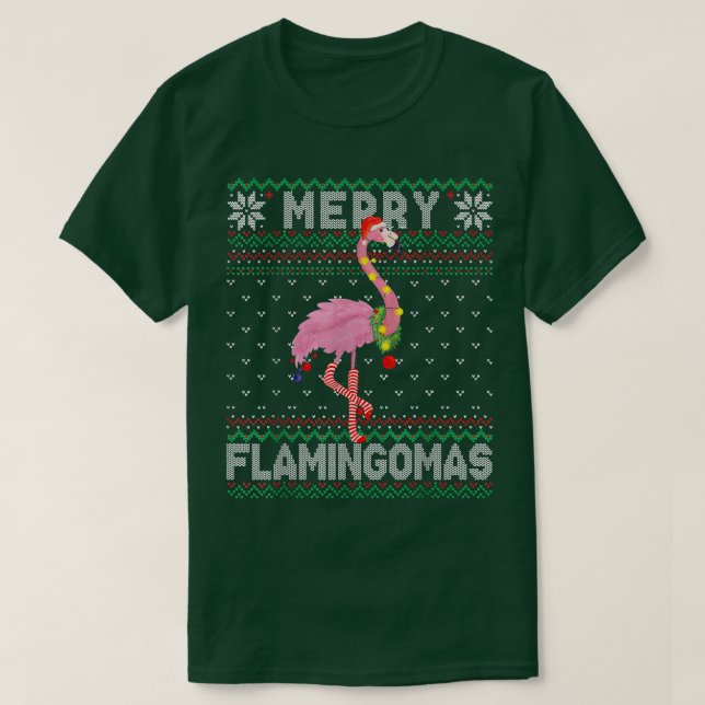 Camiseta Feliz Flamingomas Feliz feriado Navidad Flamingo (Diseño del anverso)