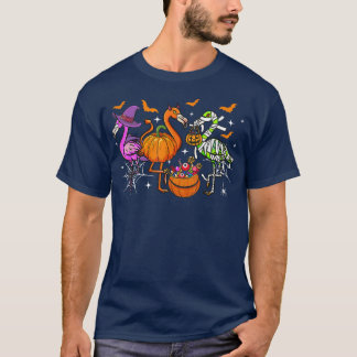 Camiseta Feliz Flamingoween Witch Pumpkin Mummy Flamingo Ha