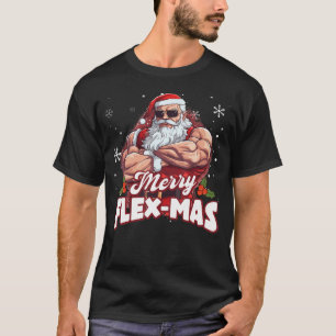 Camiseta Feliz Flex-Mas Músculos Para La Navidad Santa Fitn