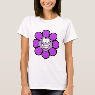Camiseta Feliz Flor Púrpura