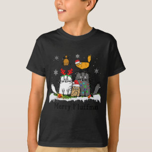 Camiseta Feliz Fluffmas Gato Divertido Luffy Luces de Navid