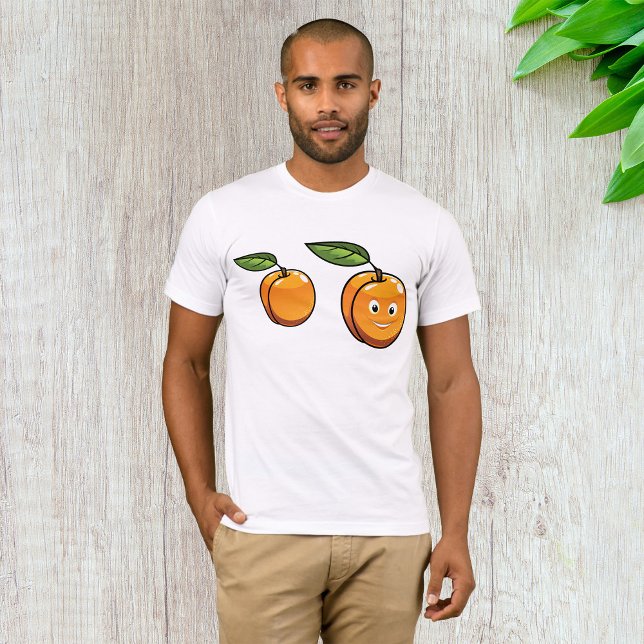 Camiseta Feliz Fruta de Albaricoque con Hoja Cara Sonriente (Subido por el creador)