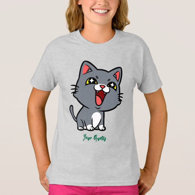 Camiseta Feliz Gatito Gris (Anverso)