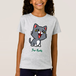 Camiseta Feliz Gatito Gris