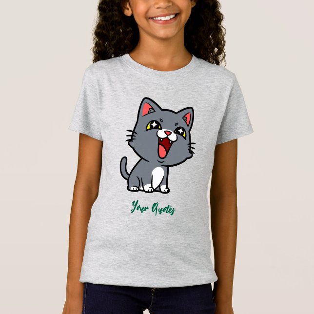 Camiseta Feliz Gatito Gris (Anverso)
