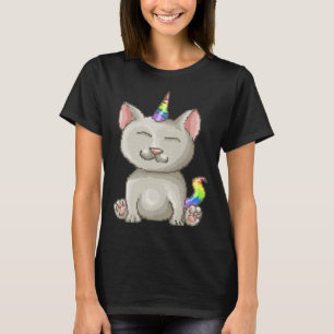 Camiseta Feliz gato de Kitty Pixel Rainbow Unicorn