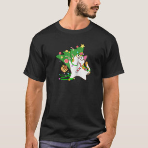 Camiseta Feliz Gato de Navidad Gracioso Kitten Xmas Tree Lu