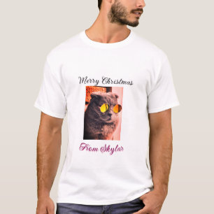 Camiseta Feliz gato de Navidad perro mascota foto de amor a