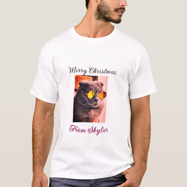Camiseta Feliz gato de Navidad perro mascota foto de amor a (Anverso)