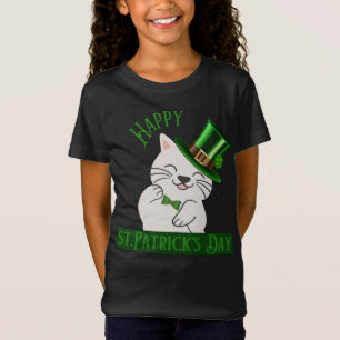 Camiseta Feliz gato del Día de San Patricio en Gorra Verde