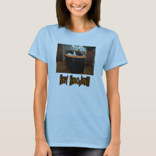 Camiseta Feliz Gato en blanco y negro de Halloween