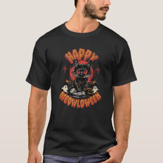 Camiseta Feliz Gato felino con traje de Meowloween Hallowee