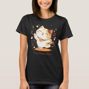 Camiseta Feliz gato Kawaii Calico bailando música