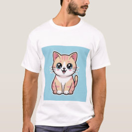 Camiseta Feliz gato Kawaii sonriendo grande - Gatito pastel