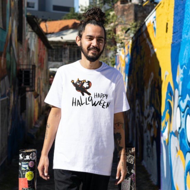 Camiseta Feliz Gato Negro de Halloween | Unisex | Trendy (Subido por el creador)