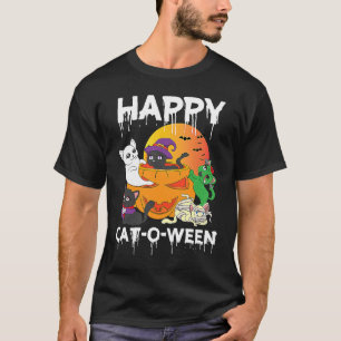 Camiseta Feliz Gato O Ween Gato Hombres Celebración Día de 