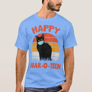 Camiseta Feliz Gato QuarOTeen con máscara facial Gato negro