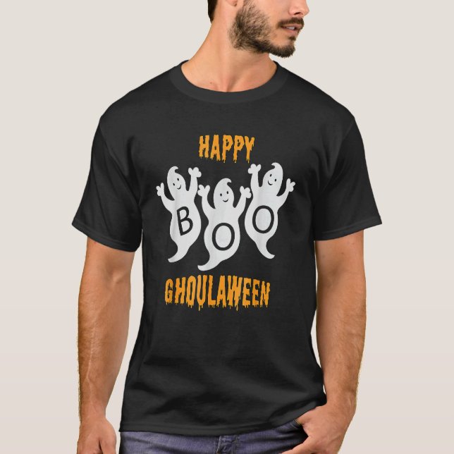 Camiseta Feliz Ghoulaween Halloween Trato De Fantasmas Con  (Anverso)