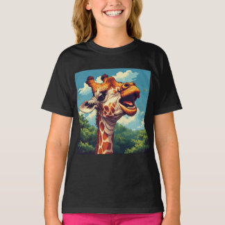 Camiseta Feliz Giraffe Pixel Art T-Shirt