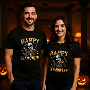 Camiseta Felíz Glamoween Glamourous Halloween Skeleton