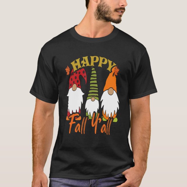 Camiseta Feliz Gnomes Pumpkin Otoño Feliz otoño Gracias (Anverso)
