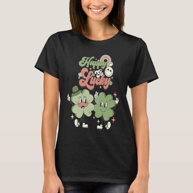 Camiseta Feliz Go Lucky Clover St Patrick's Day (Anverso)