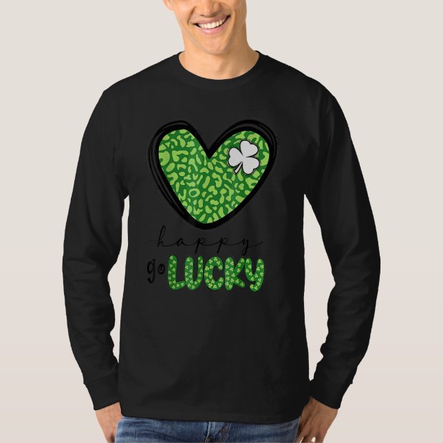 Camiseta Feliz Go Lucky Heart St Patricks Day Lucky C Shamr (Anverso)