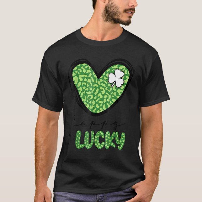 Camiseta Feliz Go Lucky Heart St Patricks Day Lucky C Shamr (Anverso)