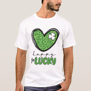 Camiseta Feliz Go Lucky Heart St Patricks Day Lucky Clover