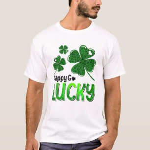 Camiseta Feliz Go Lucky Heart St Patricks Day Lucky Clover