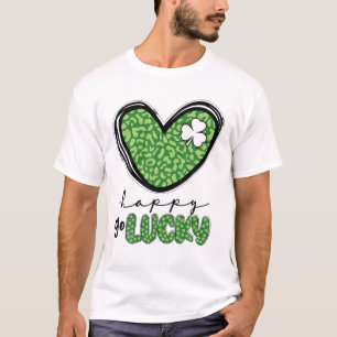 Camiseta Feliz Go Lucky Heart St Patricks Day Lucky Clover