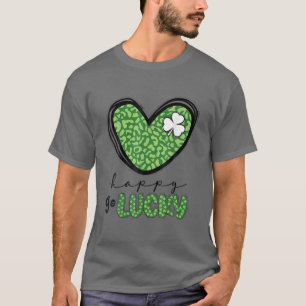 Camiseta Feliz Go Lucky Heart St Patricks Day Lucky Clover