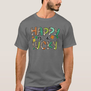 Camiseta Feliz Go Lucky Leopardo Horseshoe Clover Men