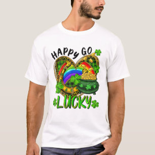 Camiseta Feliz Go Lucky Pot Of Gold Rainbow Heart de Patric