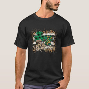 Camiseta feliz Go Lucky Shamrock Leopard Plaid Clover St Pa