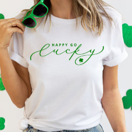 Camiseta Feliz Go Lucky St. Patrick's Day Cute Green Script