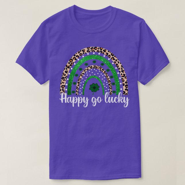 Camiseta Feliz Go Lucky St Patrics Day Rainbow Lucky Clove (Diseño del anverso)