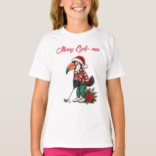 Camiseta Feliz Golf-mas Toucan Navideño Lindo para Niños Pe