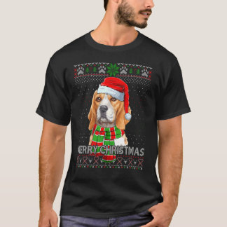 Camiseta Feliz Gorra navideño Beagle Santa Ugly Xmas Sweate