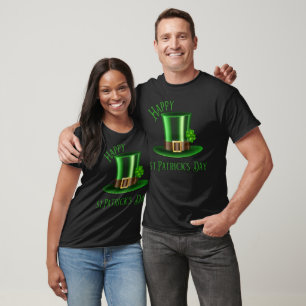 Camiseta Feliz Gorra verde de san Patrick con Clover
