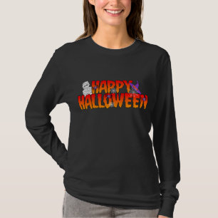 Camiseta Felíz grito de Halloween: Larga manga de mujer