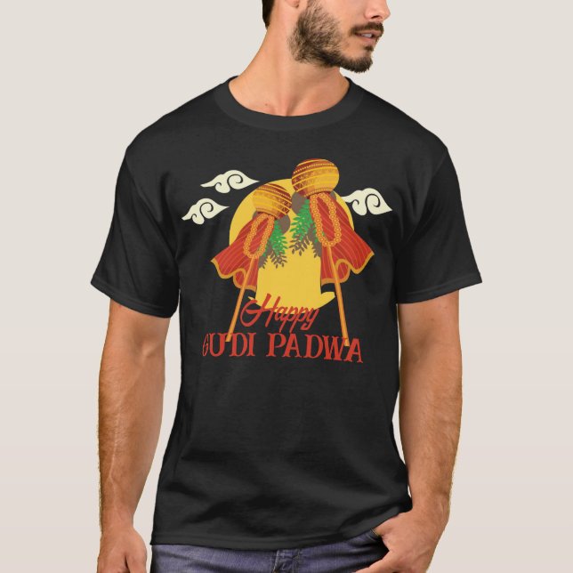Camiseta Feliz Gudi Padwa, criando a gudi (Anverso)