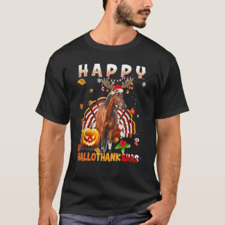 Camiseta Feliz Hallo Graciasmas Pavo Caballo Navidad Reno