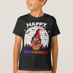 Camiseta Feliz HalloGracias mas Gnome calabaza Halloween Tu