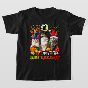 Camiseta Feliz HalloGraciasMas Cats