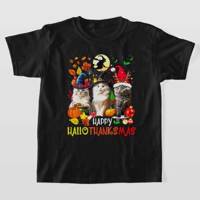 Camiseta Feliz HalloGraciasMas Cats (Distribución)