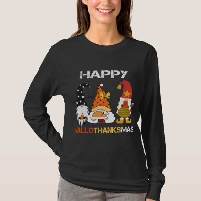 Camiseta Feliz HalloGraciasMas Gnomes Halloween (Anverso)