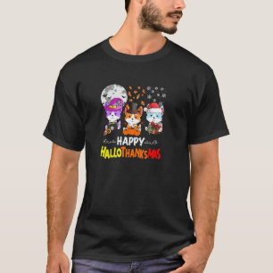 Camiseta Feliz HalloGraciasMas Gracioso Cor de Perro de Hal