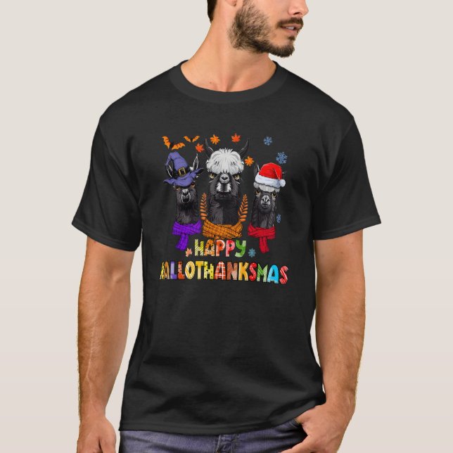Camiseta Feliz HalloGraciasMas Llama (Anverso)